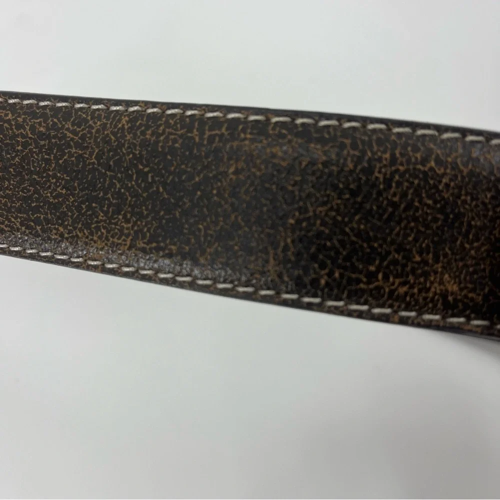 Nocona Luxury‎ Leather Belt with silver Cross buckle/ brushed gold.